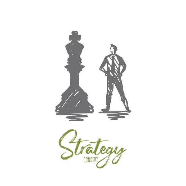 Estratégia, xadrez, negócios, sucesso, conceito de alvo. Vetor isolado desenhado à mão . —  Vetores de Stock