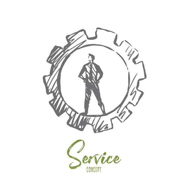 Service, support, customer, business, repair concept. Hand drawn isolated vector. — Stock Vector