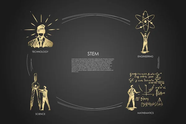 茎, 技术, 工程学, 数学, 科学概念载体 — 图库矢量图片