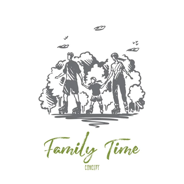 Семейное время, активное, веселое, вместе. Изолированный вектор . — стоковый вектор