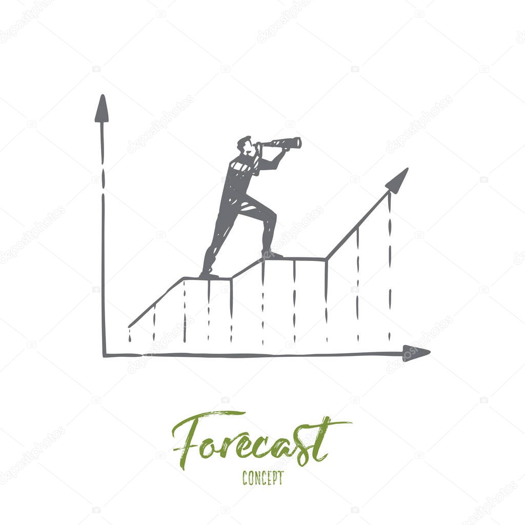 Forecast, graph, growth, progress, diagram concept. Hand drawn isolated vector.