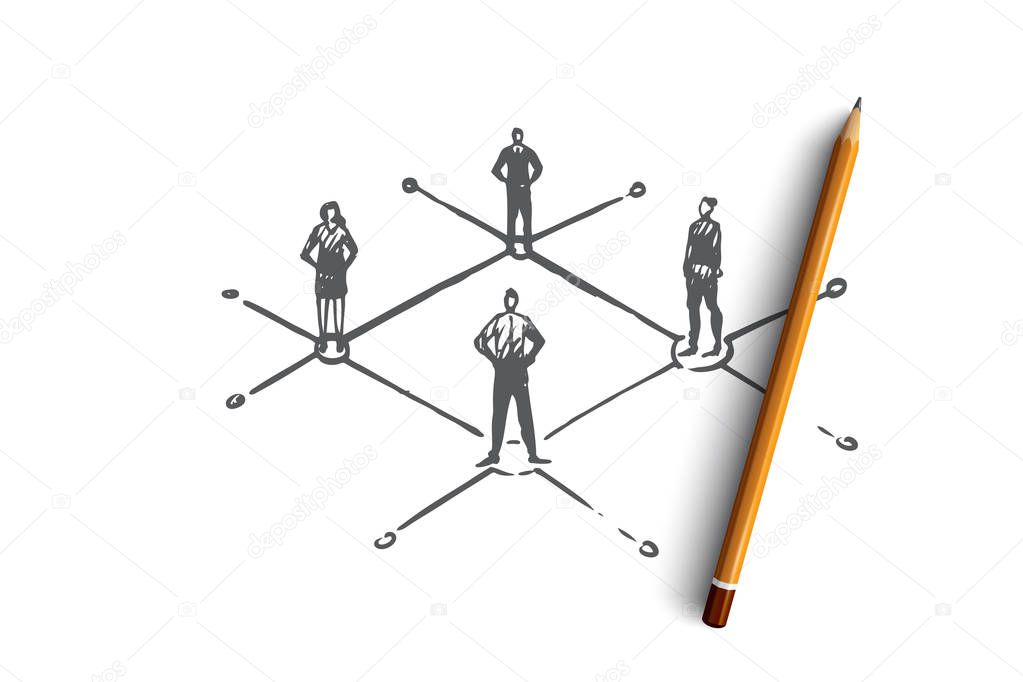 Communication, people, business, group, talk concept. Hand drawn people communicate with each other concept sketch. Isolated vector illustration.