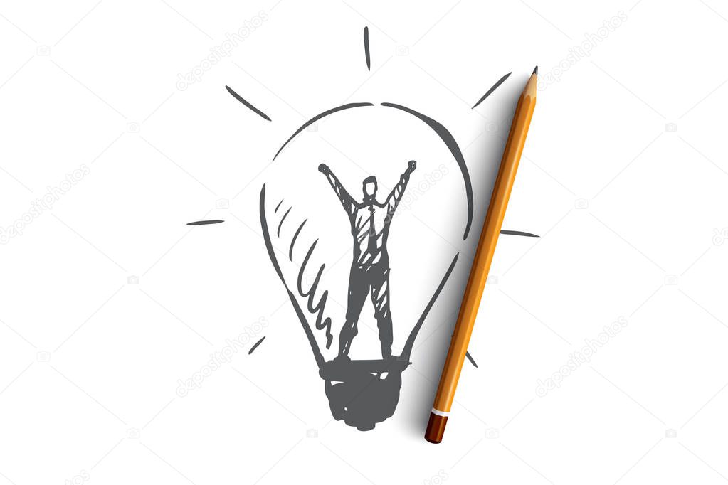 Learn more, information, knowledge, success, study concept. Hand drawn isolated vector.