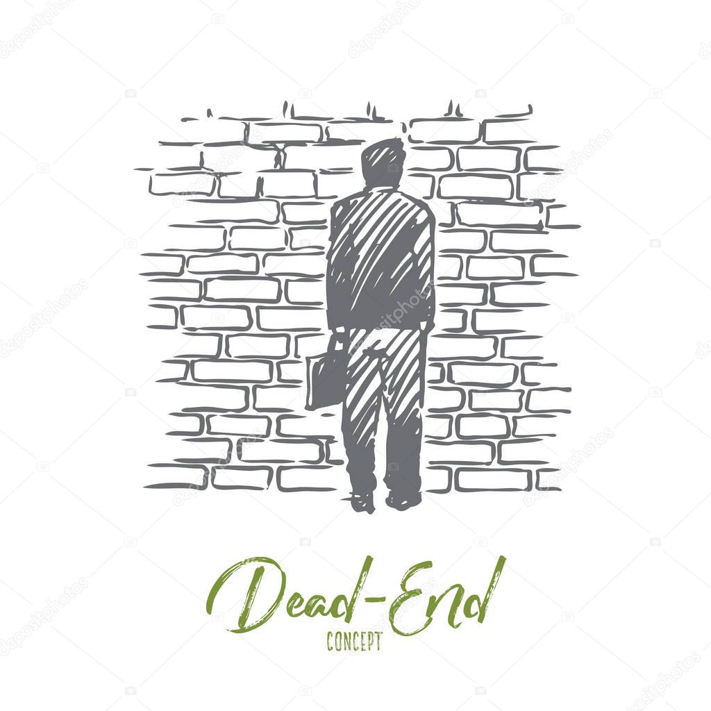 Dead-end, problem, impasse, ponder concept. Hand drawn isolated vector.