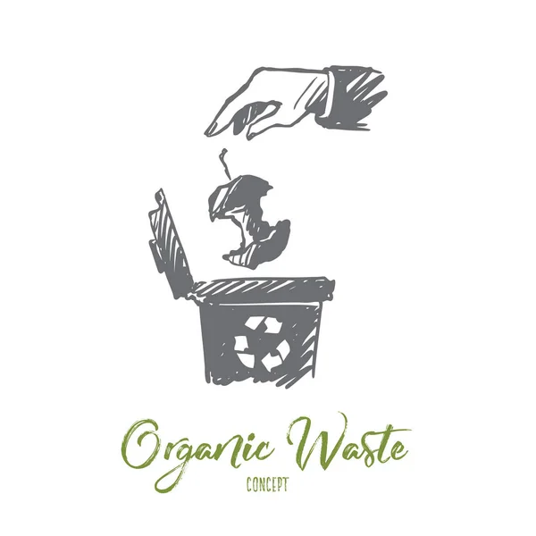 リサイクル、ごみ、有機性廃棄物、生態学の概念。手描き下ろし分離ベクトル. — ストックベクタ