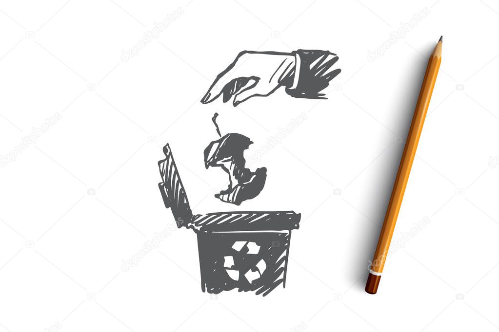 Recycling, garbage, organic waste, ecology concept. Hand drawn isolated vector.