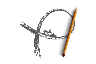 Özgürlük, aşırı, risk, zevk, hız kavramı. Elle çizilmiş izole vektör.