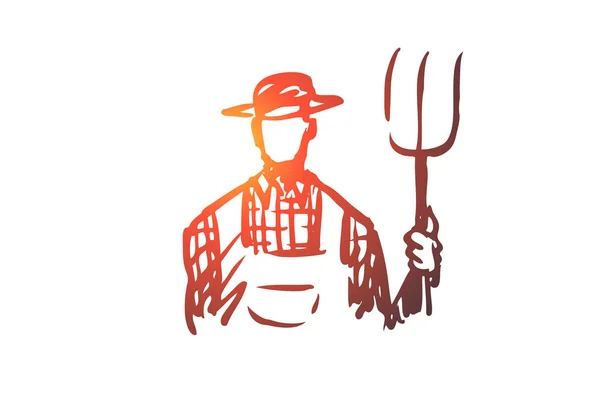 Farmer, man, agriculture, farming, harvest concept. Hand drawn isolated vector. — Stock Vector