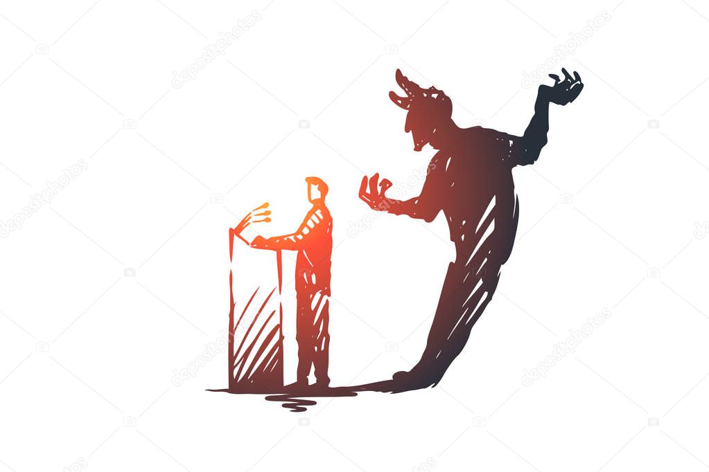 Politician, debate, elections concept. Hand drawn sketch isolated illustration