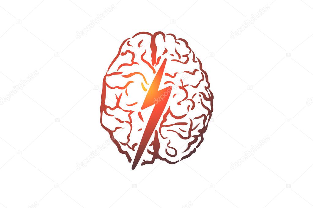 Brainstorm, creative, brain, mind, power concept. Hand drawn isolated vector.