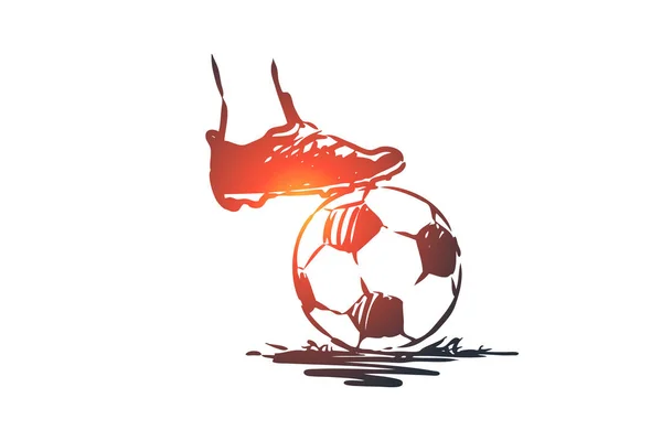 Bien, pena, fútbol, fútbol, concepto de juego. Vector aislado dibujado a mano . — Archivo Imágenes Vectoriales