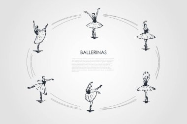 Balerinler - kavram kümesi farklı dans eden pozlar kadın dansçıları vektör