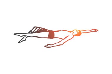 Backstroke, swim, sport, pool, competition concept. Hand drawn isolated vector. clipart