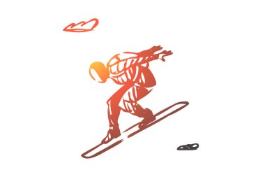 Paraşüt, extreme, atlama, yönetim kurulu, etkinlik kavramı. Elle çizilmiş izole vektör.