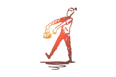 Cadılar Bayramı, zombi, canavar, kötü, korkunç kavramı. Elle çizilmiş izole vektör.