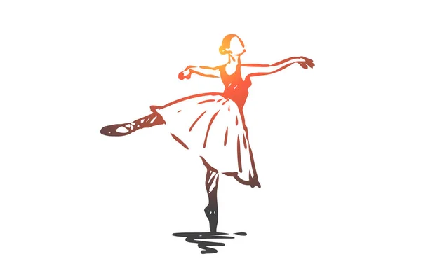 Ballerina, girl, dance, woman, art concept. Hand drawn isolated vector. — Stock Vector