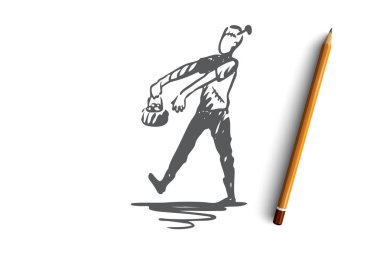 Cadılar Bayramı, zombi, canavar, kötü, korkunç kavramı. Elle çizilmiş izole vektör.