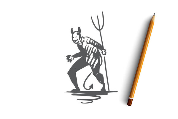 Хэллоуин, монстр, дьявол, страшный, вилы концепции. Изолированный вектор
.