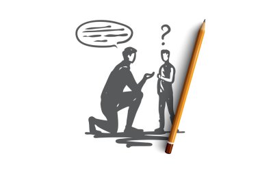 Öğrenme, sakatlık, çocuk, sağlık, eğitim kavramı. Elle çizilmiş izole vektör.