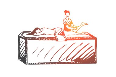 Türk, banyo, gevşeme, spa, eğlence kavramı. Elle çizilmiş izole vektör.