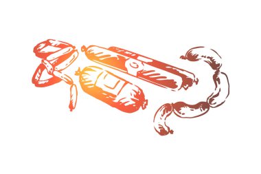 Lezzetli sosis, barbekü malzemeleri, çeşitli bakkal ürünleri, lezzetli yemek, salam wurst ve sosis, gıda pazarı