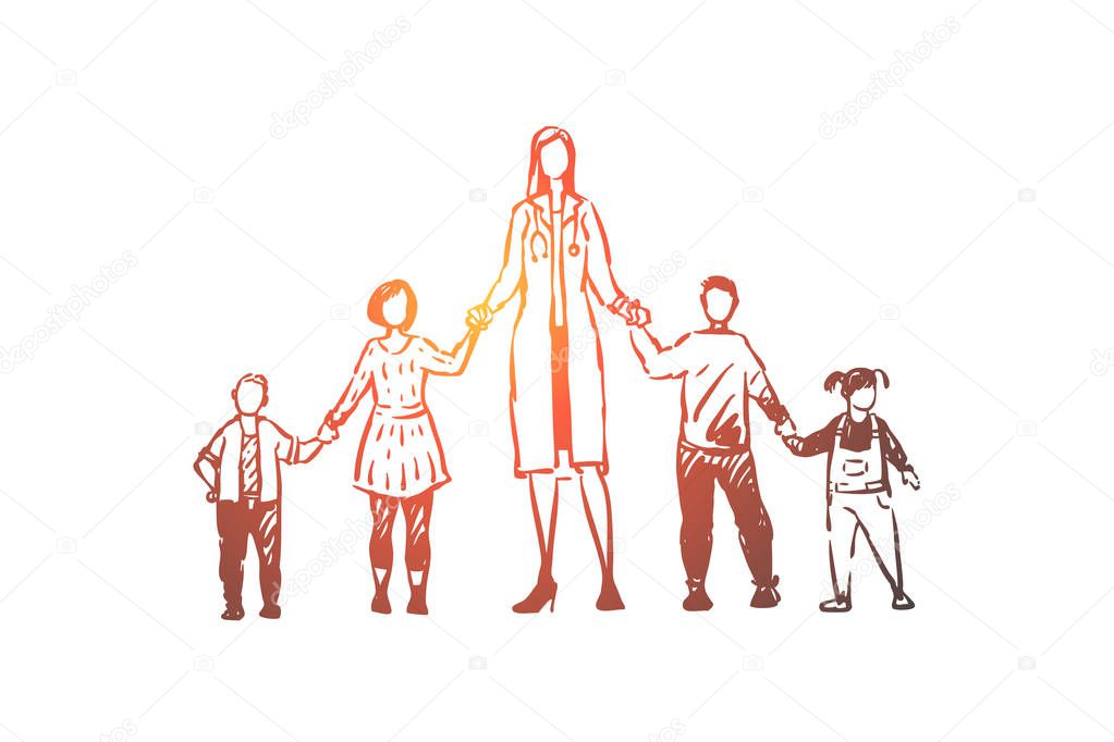 Female Pediatrician Boys And Girls Holding Hands Children Doctor With Little Patients Health Care Pediatric Hospital Medical Institution For Kids Concept Sketch Hand Drawn Vector Illustration Premium Vector In Adobe Illustrator Female Pediatrician Boys And Girls Holding Hands Children Doctor With Little Patients Health Care Pediatric Hospital Medical Institution For Kids Concept Sketch Hand Drawn Vector Illustration Premium Vector In Adobe Illustrator
