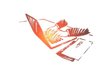 Serbest, evden iş, dizüstü bilgisayar ile çalışan işadamı, iş websemineri, programcı meslek
