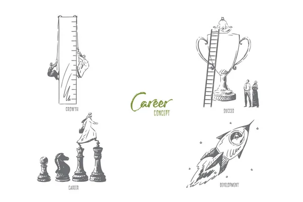 Carieră, creștere, succes, schiță concept de dezvoltare — Vector de stoc