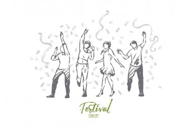 Festival konsept krokisi. Yalıtılmış vektör illüstrasyonu