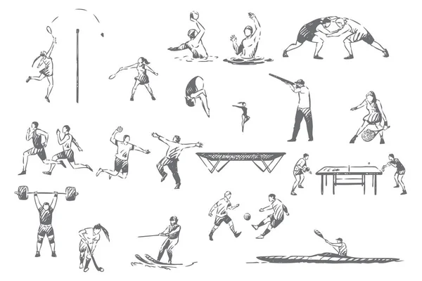 Концептуальный скетч летних видов спорта — стоковый вектор