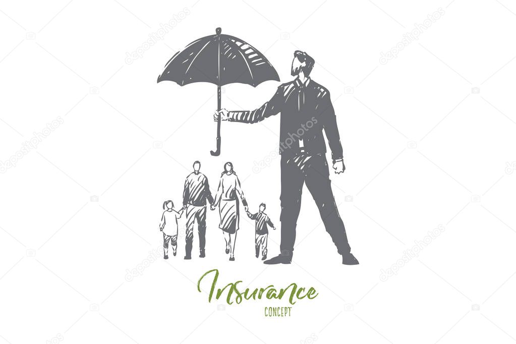 Health insurance concept sketch. Isolated vector illustration