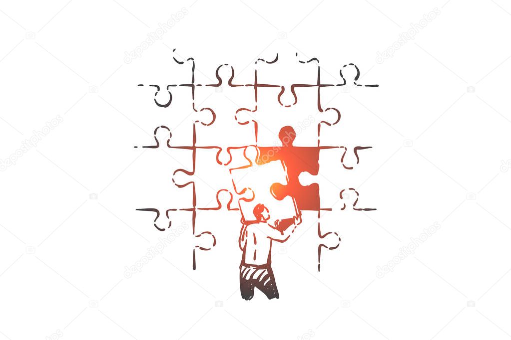 Problem solution, challenge concept sketch. Hand drawn isolated vector