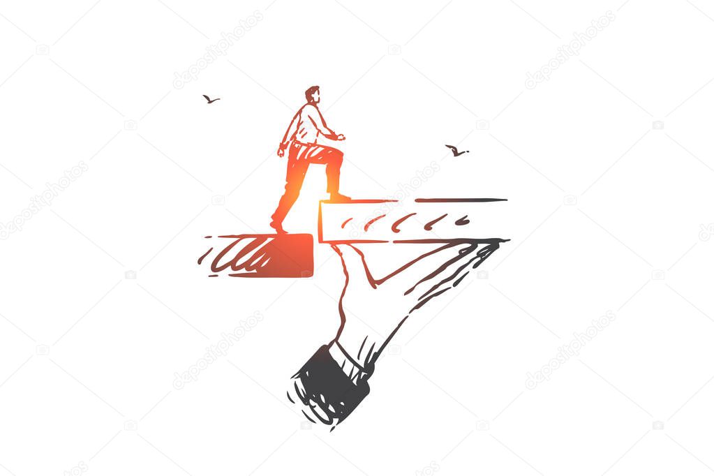 Business support, help concept sketch. Hand drawn isolated vector