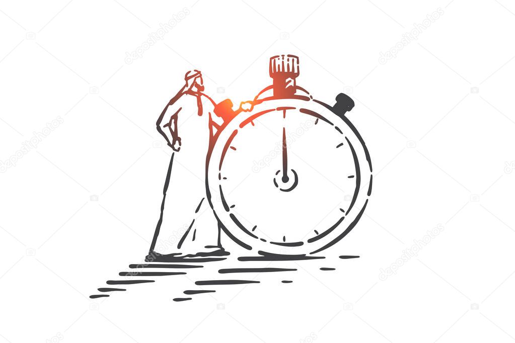 Time management, organization concept sketch. Hand drawn isolated vector