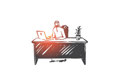 Mesafe işi, serbest kavram krokisi. Elle çizilmiş izole vektör