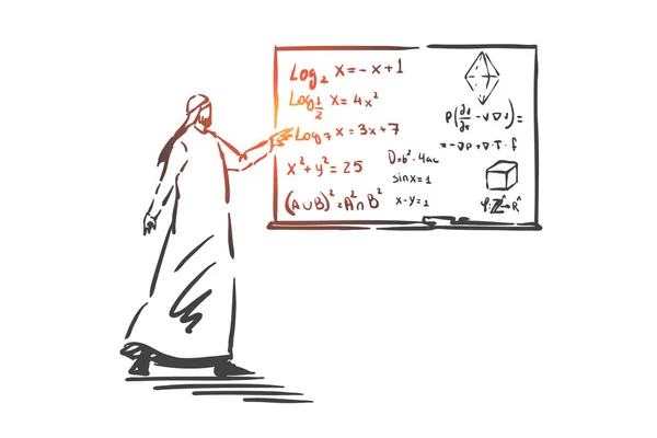 Algebra lesson, education concept sketch. Hand drawn isolated vector — Διανυσματικό Αρχείο