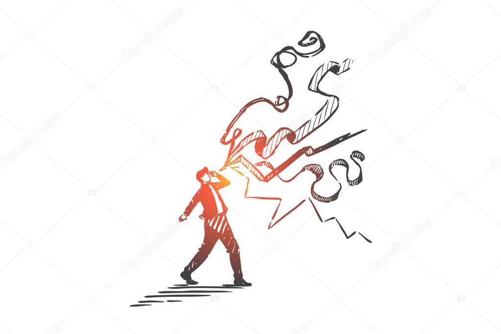 Promotion and advertisement concept sketch. Hand drawn isolated vector