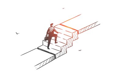 Kişisel gelişim, kariyer merdiveni konsepti çizimi. El çizimi izole vektör