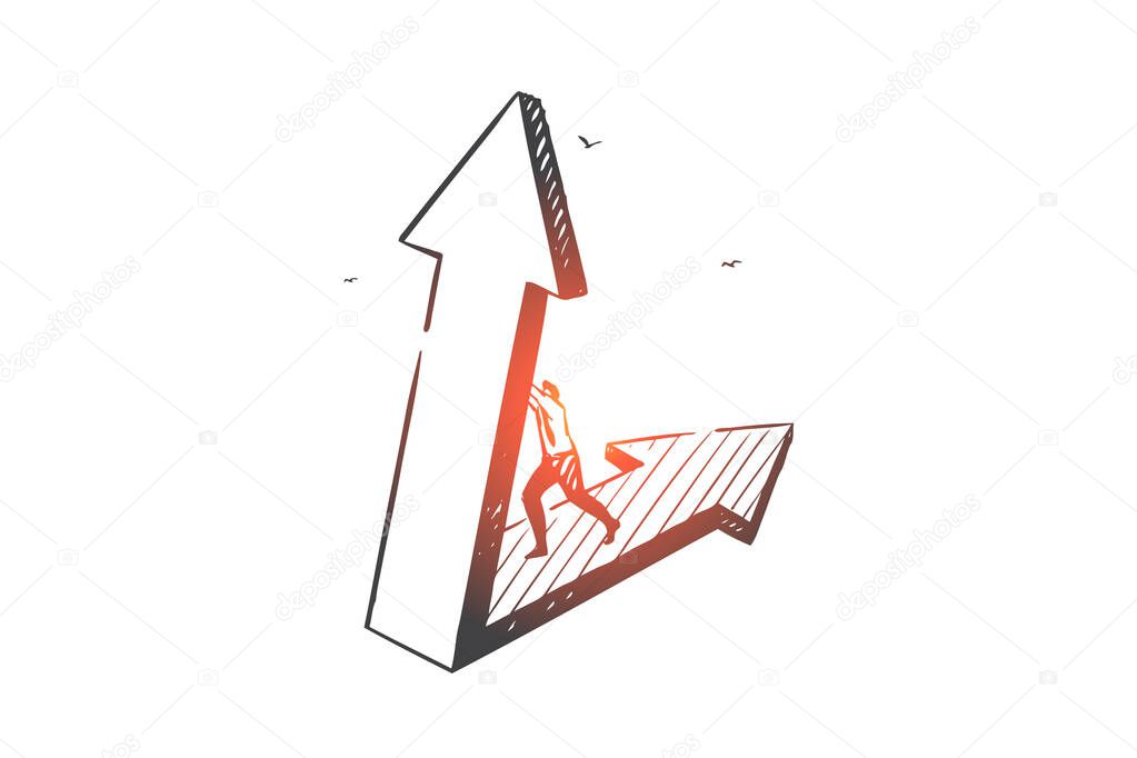 Business opportunity, problem solution concept sketch. Hand drawn isolated vector