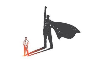 Kişisel gelişim, liderlik, hırs konsepti çizimi. El çizimi izole vektör