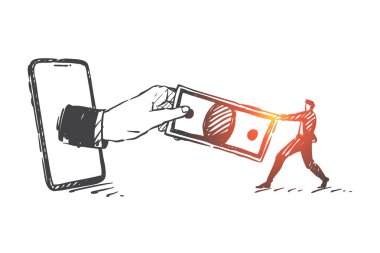 Tax, debt, cyber crime concept sketch. Hand drawn isolated vector