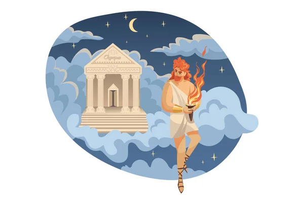 Mythologie, Grèce, Olympe, légende, concept de religion. — Image vectorielle