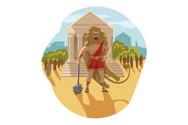 Mythologie, Griekenland, Olympus, God, Herakles, religieus concept — Stockvector
