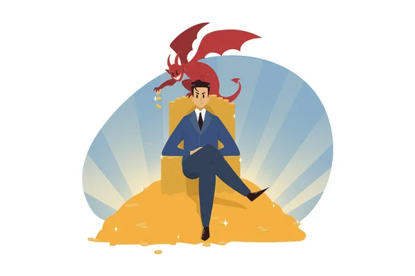 Affaires, richesse, religion, christianisme, succès, tentation, mal, concept du diable — Image vectorielle