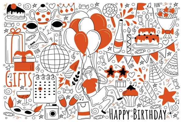 Birthday holiday doodle set — Stock Vector