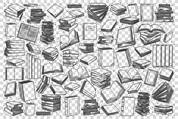 Boekenwinkel doodle set — Stockvector