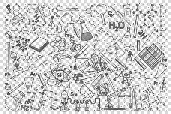 Conjunto de doodle de química —  Vetores de Stock