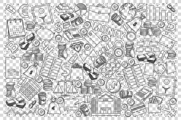 Finance business doodle set — Stock Vector