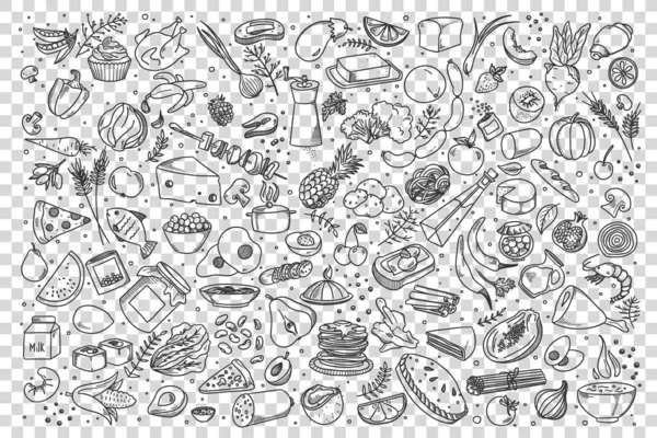Набор пищевых каракулей — стоковый вектор