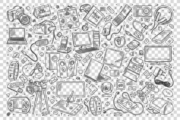 Gadgets doodle set — Vetor de Stock